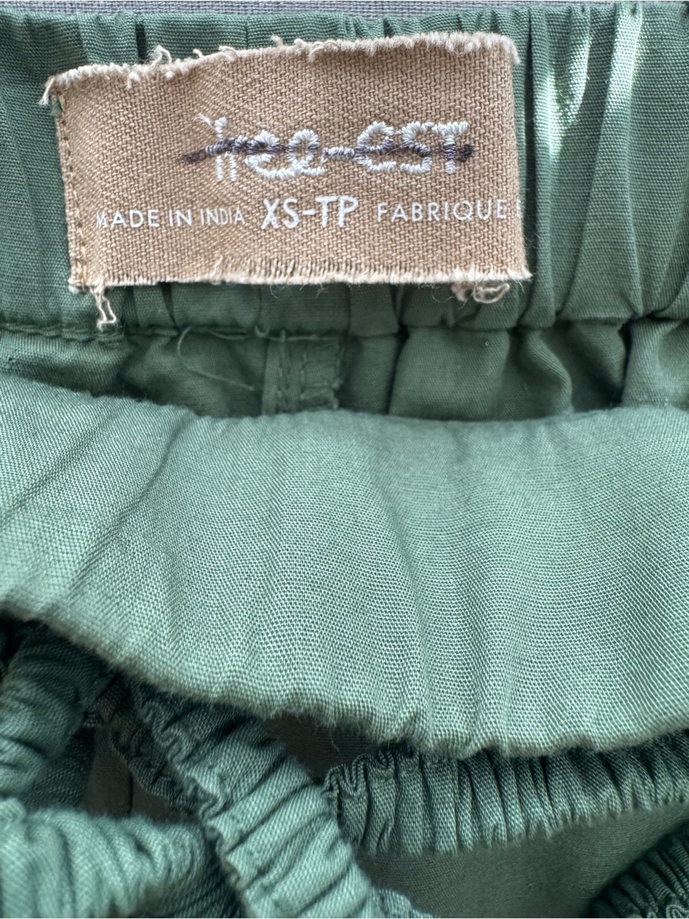 Free People Menorca Slouchy Capri Pants Olive Green Boho Cotton XS NWOT - Picture 5 of 7